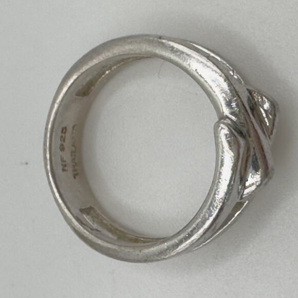 Sterling Silver Wrap Ring Size 7.75 Double Band Modernist 925 NF Vintage - Picture 5 of 14